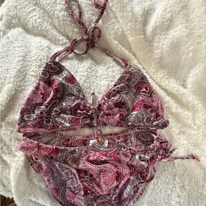 Pink Paisley Bare Nothings vintage Bikini Set